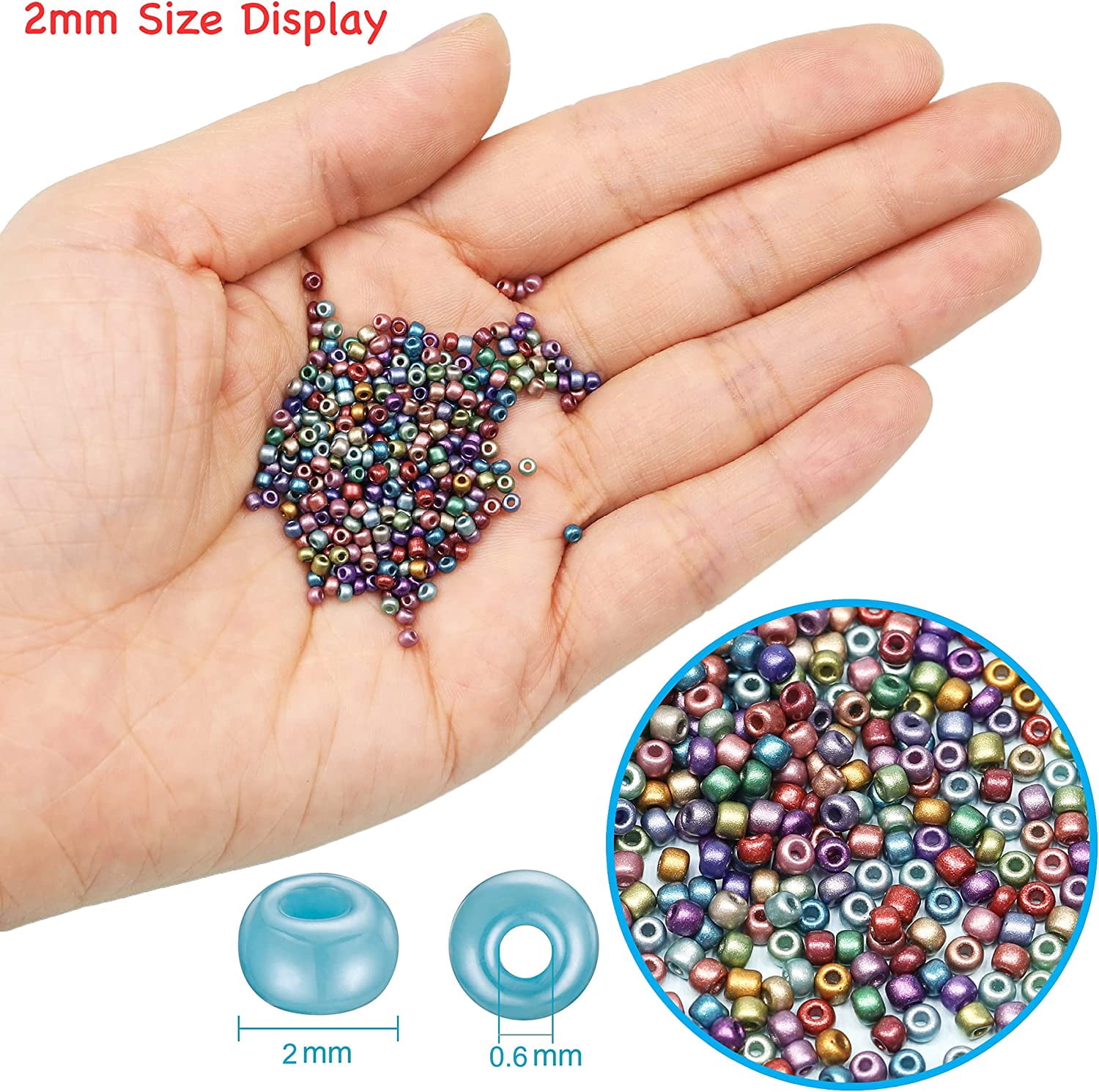 Size 2mm Seed Beads 24 Colors Total 16800 pcs in Box, 12/0 Small Craft Seed Beads for Making Earring Jewelry (700pcs/Color,24 Colors)