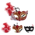 thumbnail image 3 of Unique Bargains 1 Pce Masque Demi-Visage Plume Reine Dansante pour Fête Masquée Rouge, 3 of 5