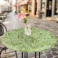 thumbnail image 4 of Vintage Green Fitted Tablecloth with Elastic Edged, Round Table Cloth for Dining Table, Retro Botanical Abstract Art Waterproof Oil Proof Table Cover for Indoor Outdoor 45"-54", 4 of 8