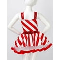 thumbnail image 4 of TSSOE Kids Girls Christmas Dance Camisole Sequins Striped Leotard Tutu Dress Figure Ice Skating Outfits Red 6, 4 of 6