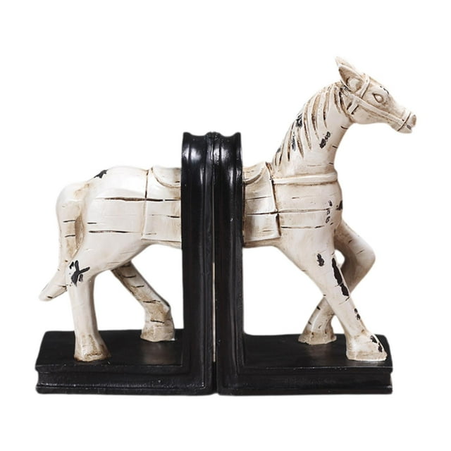 Sujetalibros de caballo de resina para estantes, adornos de escritorio, soporte para libros, tapón para sala de estar, , habitación de niños