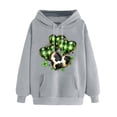 thumbnail image 3 of VBTAPA St. Patrick's Day Hoodies for Women Irish Shamrock Print Hooded Sweatshirt Lucky Clover Graphic Hoodie Loose Casual Drawstring Pullover Tops on Sale Gray S, 3 of 6
