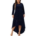 thumbnail image 1 of Vestidos formales de talla grande para mujer Agnes Orinda con mangas 3/4, corte sirena, dobladillo alto-bajo, vestido de invitada de boda maxi de terciopelo 2X azul marino, 1 of 8