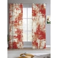 thumbnail image 2 of Red Ombre Sheer Curtains 84 Inch Length 2 Panels Set for Living Room/Bedroom, Gradient Abstract Art Vintage Kitchen Curtains with Grommet Semi-Sheer Curtains Drapes Voile Window Treatments 52"x84"x2, 2 of 7