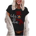 thumbnail image 2 of Camisas Navideñas Para Mujer Moda Casual Impresión Cuello Redondo Suelto Manga Corta Suéter Tops Odeerbi ODB205303, 2 of 5