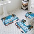 thumbnail image 3 of Summer Beach Bathroom Rugs Set Coconut Tree Ocean Sky Vacation Non Slip Absorbent Soft Bath Mats 3 Piece Set with Bathroom Rug, U-Shaped Floor Mat, Toilet Seat Cover Small Size, 3 of 9