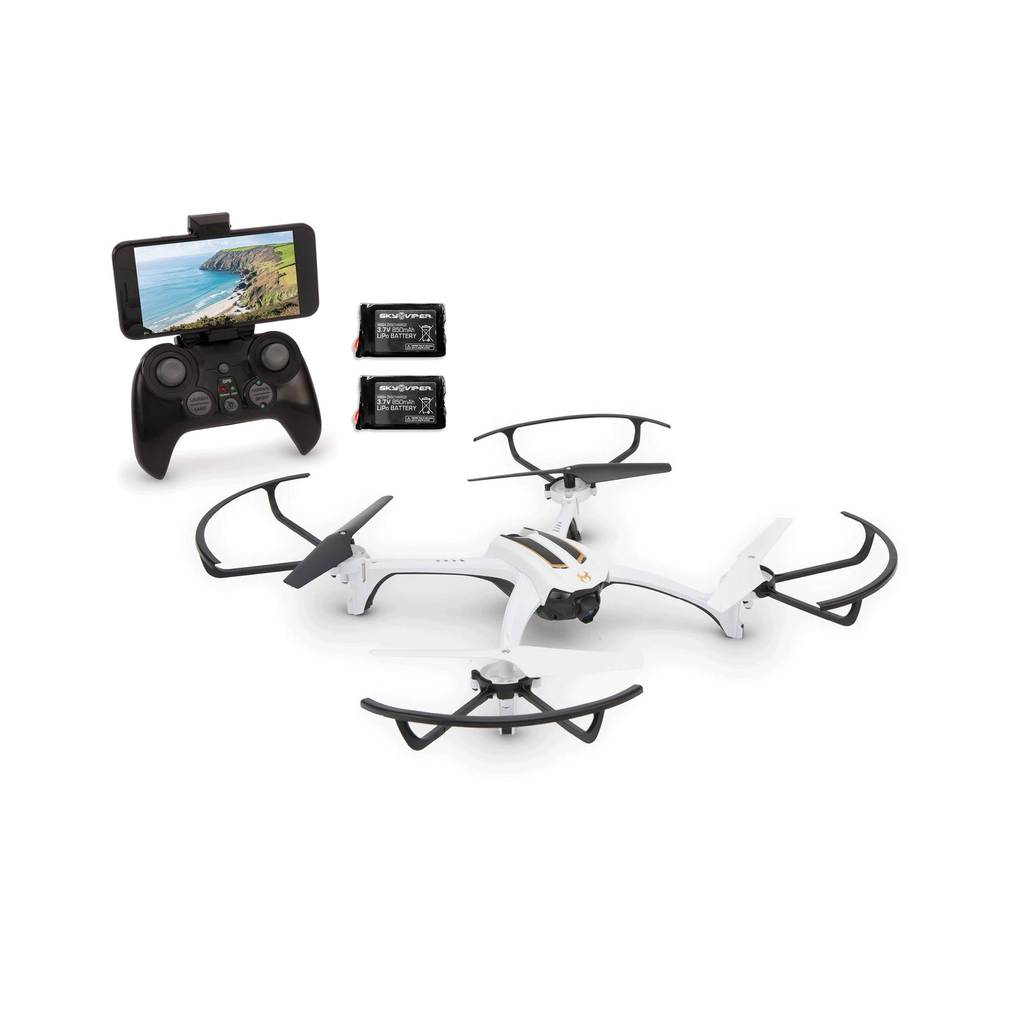 Sky Viper Journey Pro GPS Live Streaming Video Recording Drone and 2 Batteries