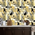 thumbnail image 5 of Peel and Stick Wallpaper Contact Paper Cat Flower Retro Beige Cream Black Gold Yellow Cats Cute Whimsical Self Adhesive and Removable 17.7in x 118in, 5 of 7