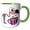 Green/White, variant on 3drose, Funny Cool Pink Flamingo Bird Drinking Coffee Pop Art, 11oz Two-tone Blue Mug