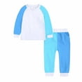 thumbnail image 3 of Elainilye Fashion Boys and Girls 2 Piece Set Round Neck Raglan Long Sleeve Top Long Pants Homewear Set Sizes 3M-13Y,Blue, 3 of 9