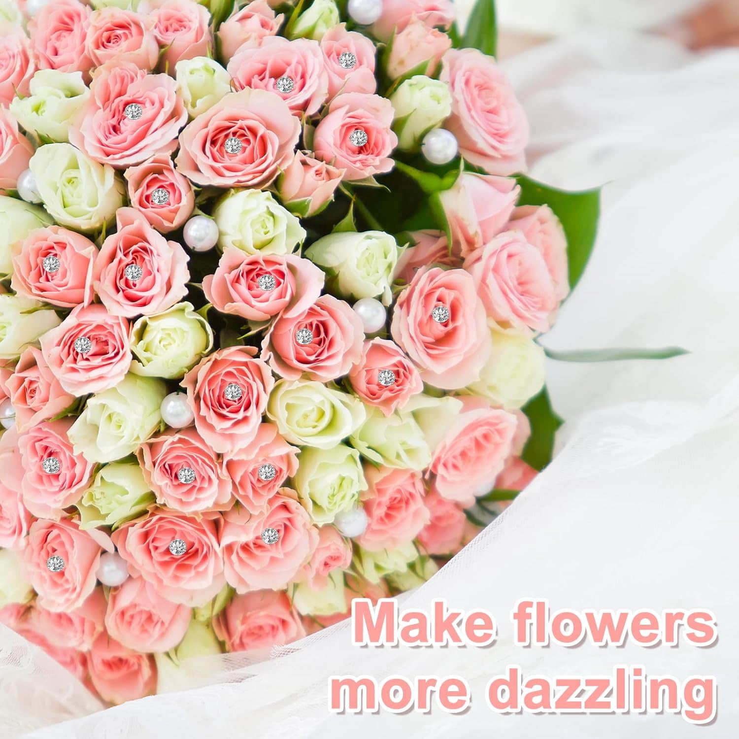 ABPETE Diamond Pins for Bouquets, Rhinestone Floral Pins for Bouquet Accessories, Crystal Head Pin for Wedding Bouquets, DIY Craft, Floral Arrangements(1200Pcs)