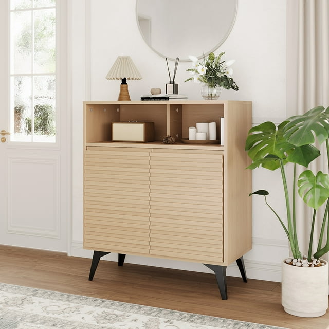 Buffet Cabinet with Storage,Modern Farmhouse Sideboard Coffee Bar Cabinet, Kitchen Table for Dinning Living Room, Metal Legs