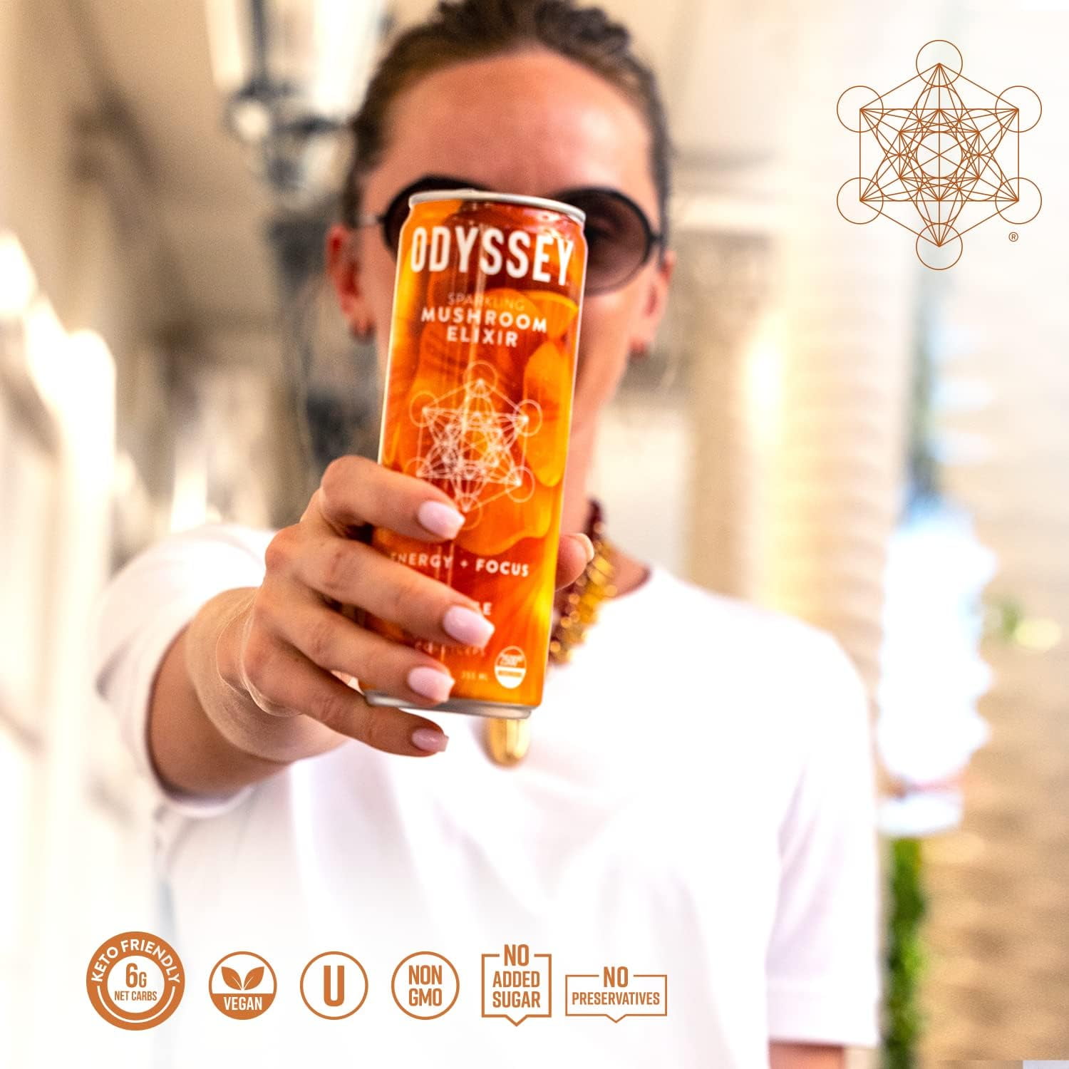 (Pack of 12), Odyssey Elixir Sparkling Energy Drink - Orange Ginger, 12 fl oz