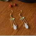 thumbnail image 5 of HOOUN White Jade Flower Earrings Women Jewelry 925 Silver Magnolia Talismans Natural, 5 of 5