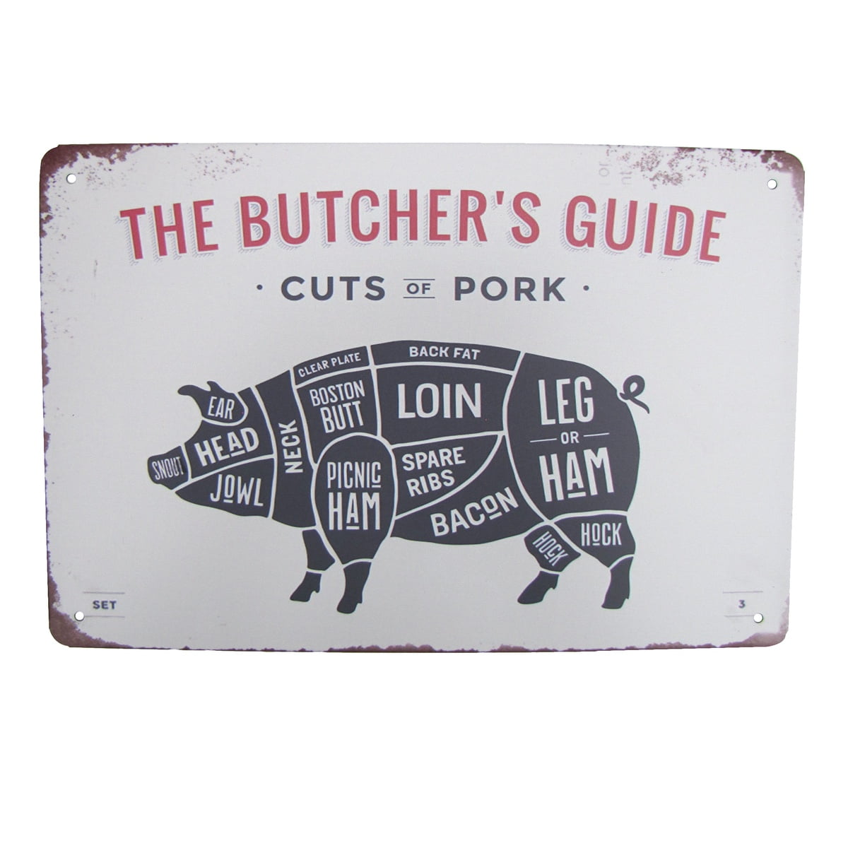 Pork Cuts Vintage Metal Tin Signs Retro Butcher Shop Art Wall Decor Poster 