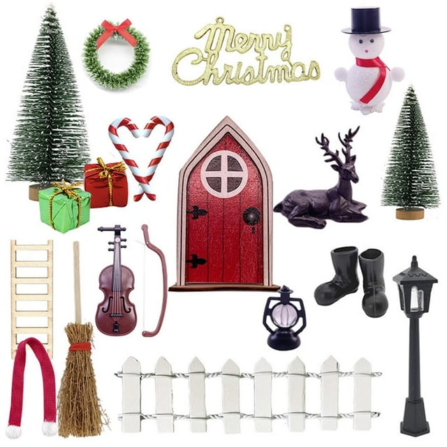 Kit de Porte de Conte de Fées Miniature 10 Pcs - Mini Portes en Bois de Noël Meubles de Maison de Poupée