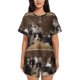 thumbnail image 1 of Fotbe Cat Family Conjunto de Pijama Estampado para Mujer, 2 Piezas, Ropa de Dormir con Camiseta de Manga Corta y Shorts Suaves-Medium, 1 of 6