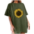 thumbnail image 2 of SDJMa Women's Classic-Fit 100% Cotton Short-Sleeve T-Shirt Women Sunflower Printing O-Neck Loose Short Sleeve T-shirt Top Blouse Pullover, 2 of 5