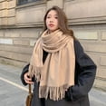 thumbnail image 5 of JTVOVO RUNMEIFA New Luxury Brand Women's Summer Thin Shawl Cashmere Pure Color Fringed Hijab Bandana Headscarf Winter Scarf, 5 of 5