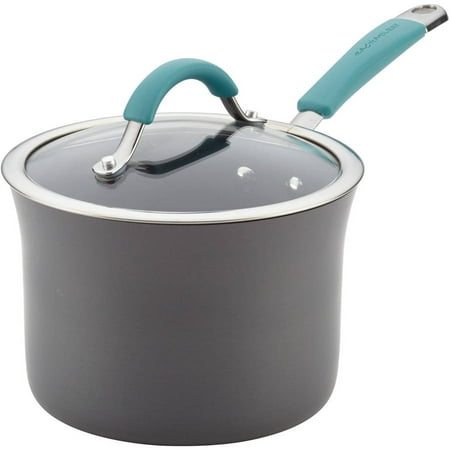 - Rachael Ray Cucina Hard Porcelain Enamel Nonstick Covered Saucepan, 3-Quart, Agave Blue