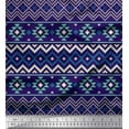 thumbnail image 1 of Soimoi Blue Heavy Satin Fabric Geometric Ikat Print Fabric by the Yard 54 Inch Wide, 1 of 3