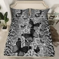 thumbnail image 2 of jejeloiu Leopard Pattern Full Size Sheets,Gray Black Butterfly Bed Sheets,Chic Sbling Print Sheet Sets For Girl Kids,Microfiber Bedroom Decor,4-Piece, 2 of 7