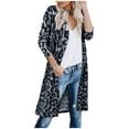 thumbnail image 2 of LoyisViDion Coat Women'S Open Front Leopard Cardigan Pockets Long Sleeve Lightweight Sweater Coat Gray 12(XL), 2 of 9