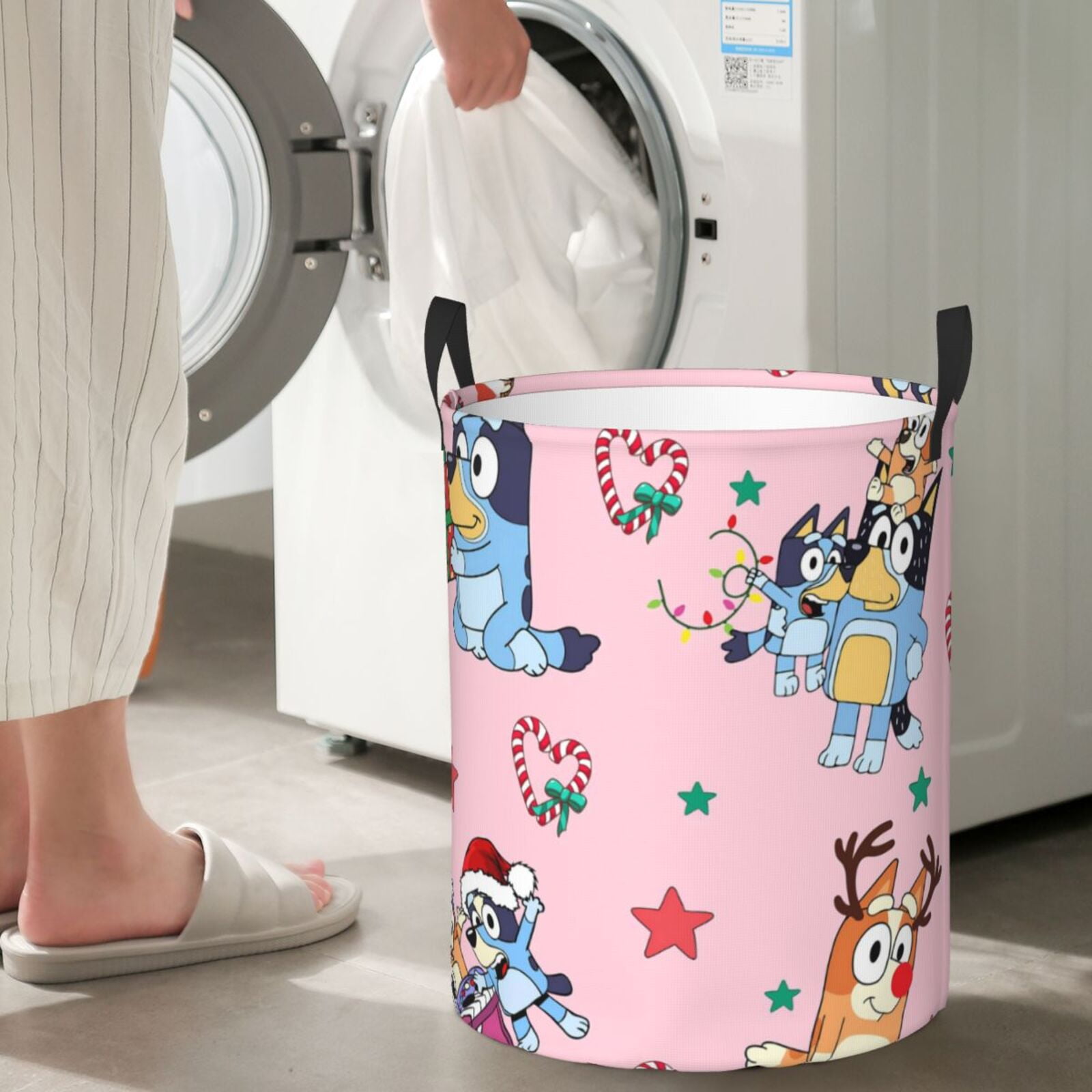 Johaoi Bluey Pattern Round Large Laundry Basket -Storage Basket - Toy Storage Basket, Perfect as Hamper, Kids Room Storage, and Toy Containment-Small