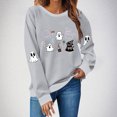 thumbnail image 2 of HAOTAGS Halloween Spooky Season Sweatshirt, Fall Crewneck Embroidered Pullover Tops Gray XL, 2 of 4