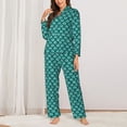 thumbnail image 2 of Yiaed Aquamarine Glitter Print Pajamas Women's Long Sleeve Sleepwear Soft Button Down Loungewear Pjs Lounge Set Nightwear Womens Pajama Pants-XX-Large, 2 of 7