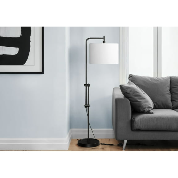 Lighting - 63"H - Floor Lamp - Black Metal - Ivory Shade - Contemporary