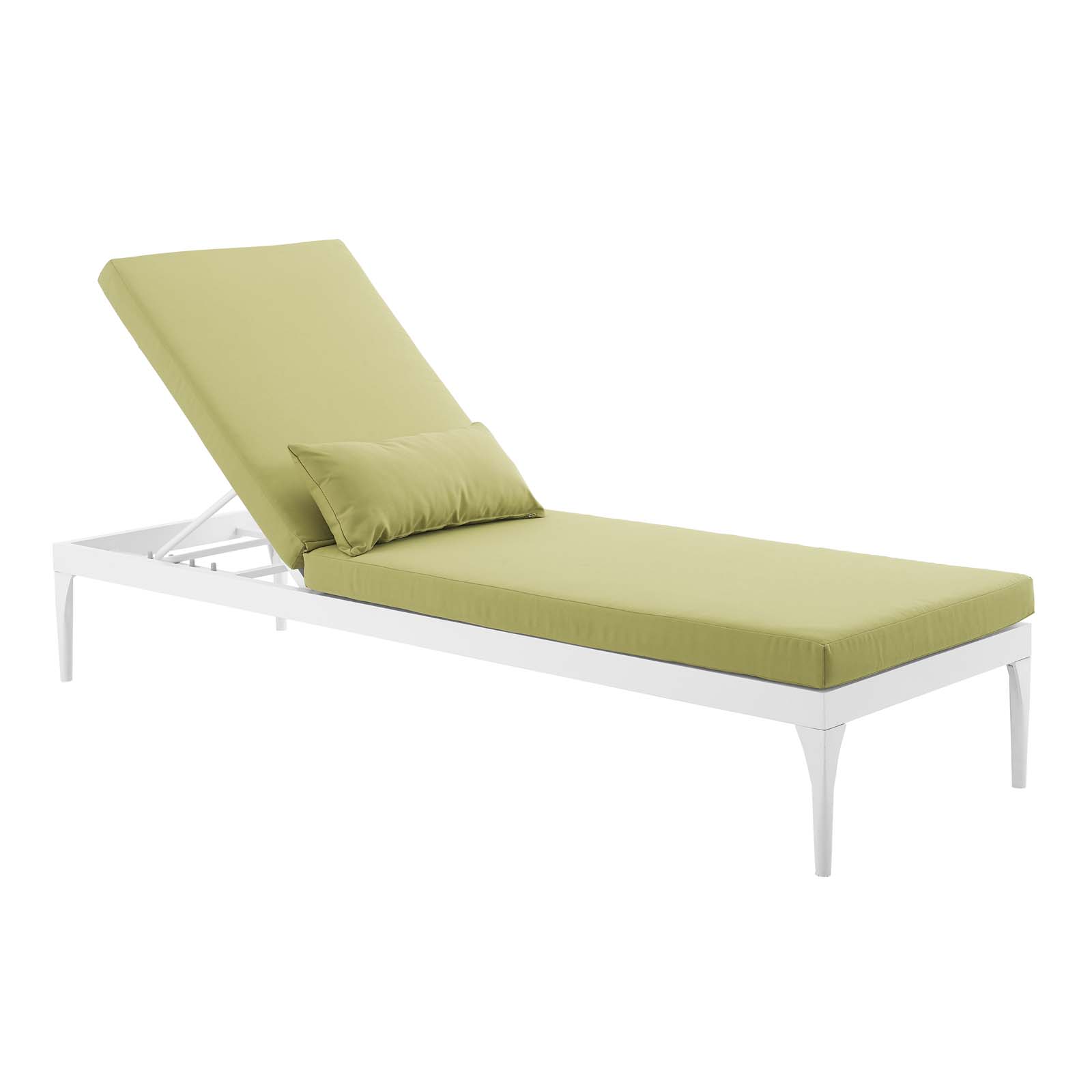 Modern Contemporary Urban Design Outdoor Patio Balcony Garden Furniture Lounge Chair Chaise, Fabric Aluminium, Green White - image 5 of 7