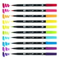 thumbnail image 4 of Tombow 72459 Dual Brush Pen Art Markers, Bright, 10-Pack + Free Fudenosuke Brush Pen, 4 of 10