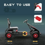Aosom Ergonomic Pedal Go Kart Kids Ride-on Toy, Pedal Car with Tough, Wear-Resistant Tread, Go Cart Kids Car for Boys & Girls, Ages 5-12, Red