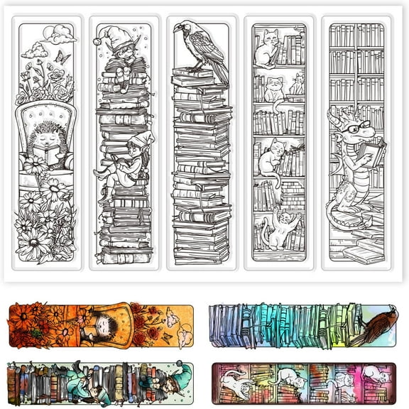 Bookshelf Fairytale Bookmark Clear Stamp Animals Bookmark Clear Silicone Stamp Crow Cat Dragon Bookmark Labels Transparent Stamps Seal