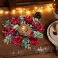 thumbnail image 5 of Christmas Candle Ring Garland, Holiday Table Centerpiece Decor, Artificial Eucalyptus Leaves Pine Cones Red Berries, Lightweight Durable Plastic Winter Decoration, 5 of 6