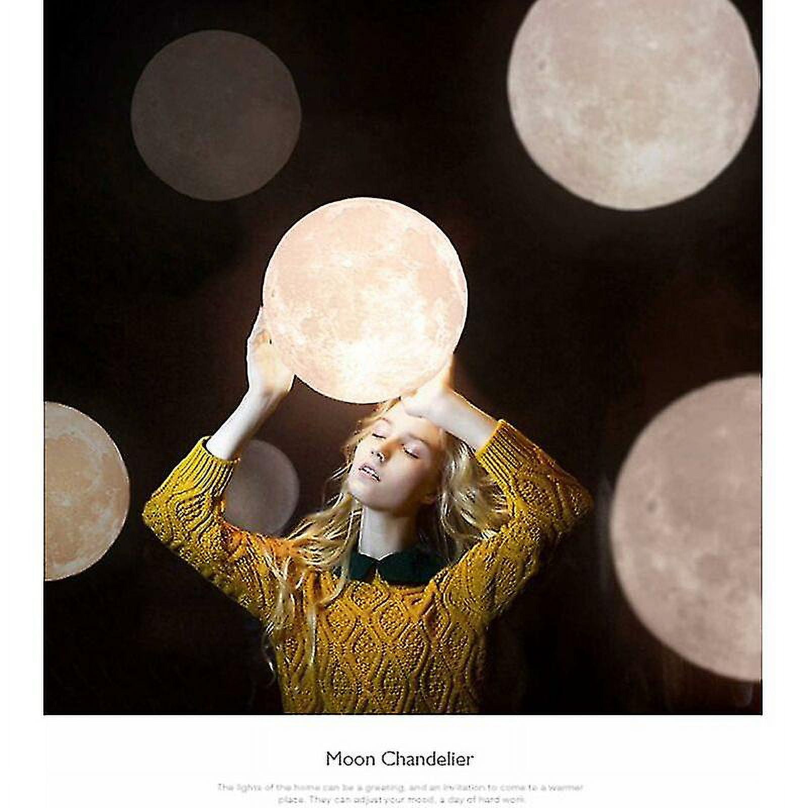 3D Moon Chandelier Moon Ceiling Chandelier Moon Ceiling Light Planet Pendant Light Fixture Moon Restaurant Bar Home Children's Room LED Chandelier(Bul