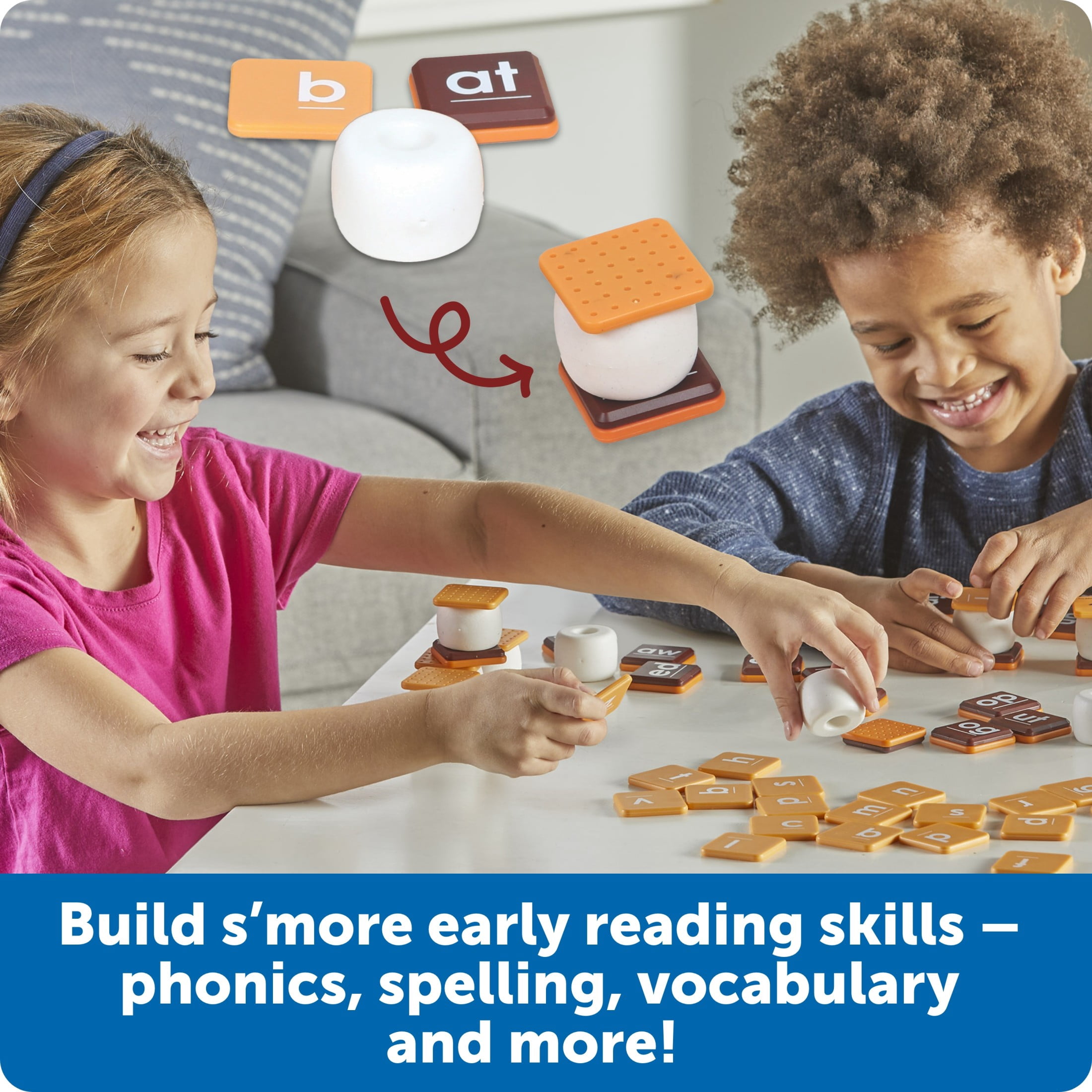 Learning Resources Let's Spell S'mores!, Alphabet Flash Cards, Word Games, Learn to Read, Dyslexia Tools for Kids, Ages 5+, 62 Pieces