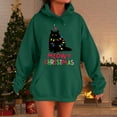 thumbnail image 2 of Tiweut Womens Christmas Hoodies Hoodies Santa Cat Printed Sweatshirt Long Sleeve Hooded Loose Fit Pullover Regular Tops Dark Green,2XL, 2 of 4