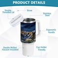 thumbnail image 4 of 40 Oz Car Handle Water Bottle Water Cup Water Bottle Water Jug Coffee Cup Travel Water Bottle Flower Tiger, 4 of 8