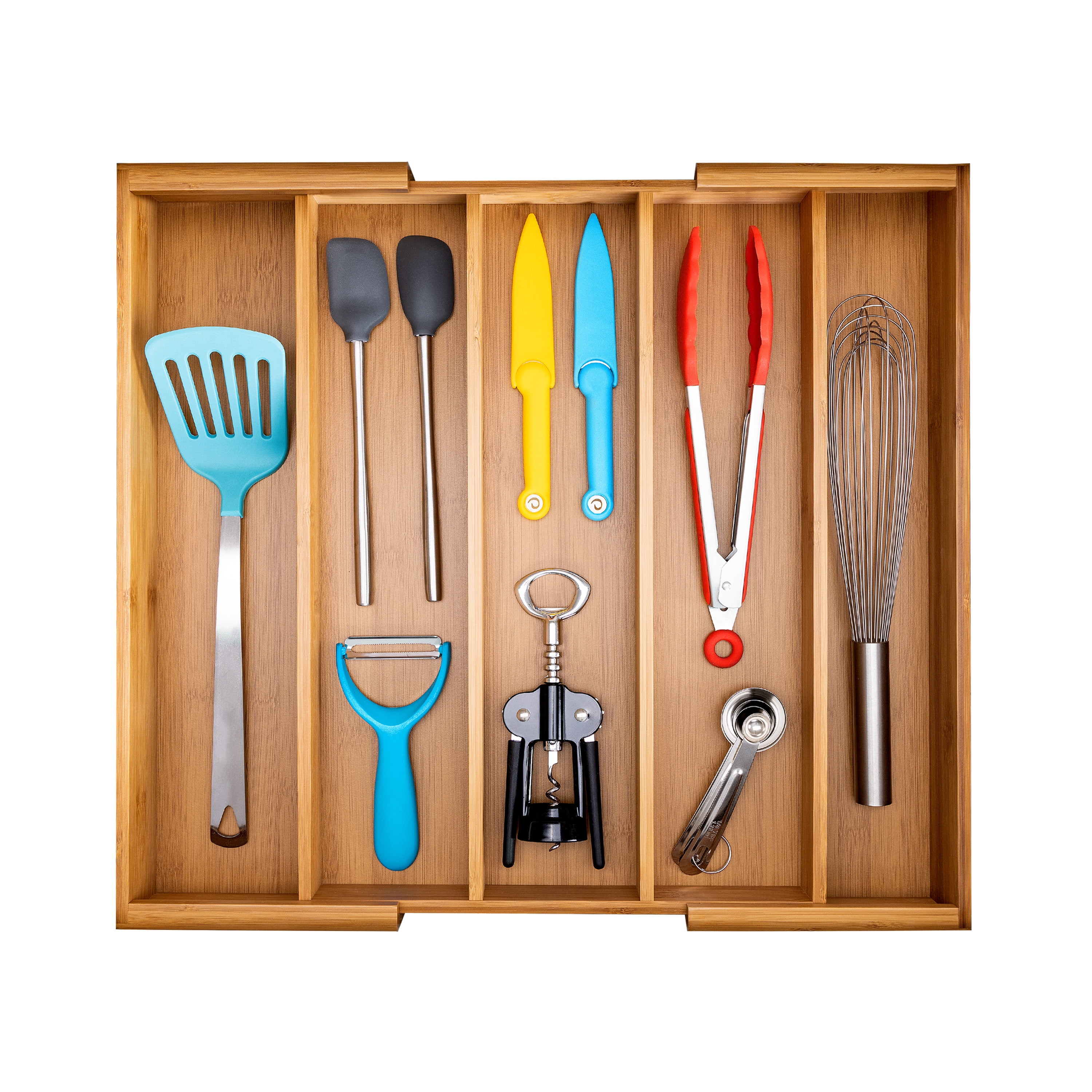 Wooden Cutlery Drawer 5-7 Compartment Utensil Organizer Storage Tray Rack Holder 