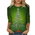 thumbnail image 2 of Holiday Gifts! Titcea Christmas Shirts for Women 3/4 Sleeve Crewneck Glitter Xmas Tree Print Pullover Christmas Sweaters 2024 Fashion Casual Tops, 2 of 4