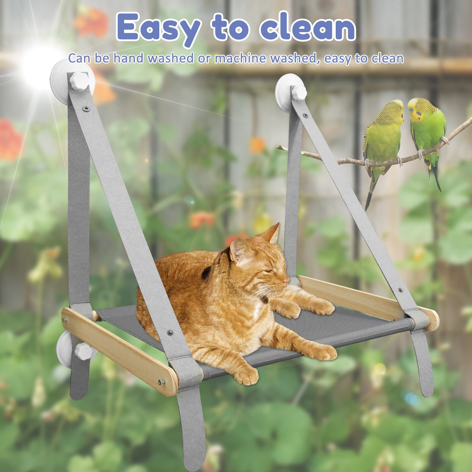 Threns Cat Windows Perch Robust Cat Windows Hammock with 4 Strong Suction Cups Easy to Install Cat Windows Seat Space Saving Windows Cat Perch Safe Stable Cat Windows Perch for Home