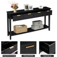 thumbnail image 6 of Kinbor Long Console Table, 2-Tier Narrow Sofa Table with Open Shelf & 4 Drawers, Modern Entryway Table, Black, 6 of 9