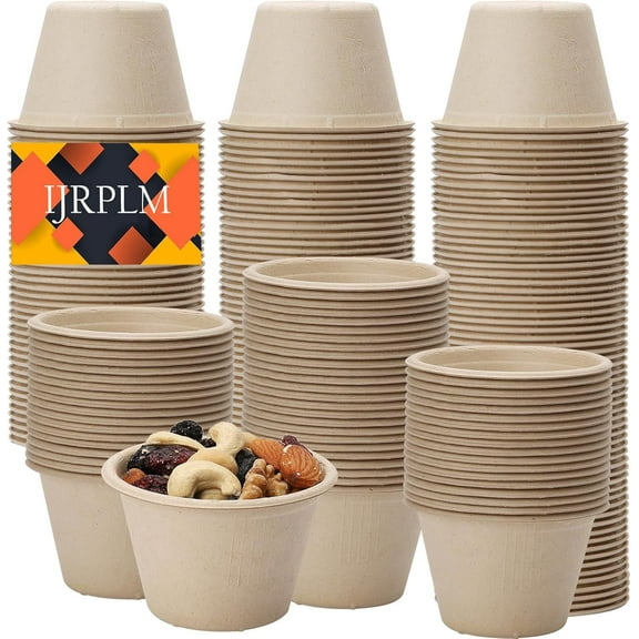 100 Pack Compostable Portion Cups,Disposable Paper Cups,4 oz Food Sample Cups,Coffee Cups,Souffle Cups,Portion Cups,Biodegradable Souffle Cups
