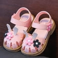 thumbnail image 7 of KPOPLK Infant Baby Girls Sandals Summer Beach Outdoor Bowknot Soft Rubber Sole Toddler Princess Dress Flats Walking Shoes Size 6,Pink, 7 of 7