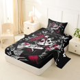 thumbnail image 2 of Castle Fairy Day Of Dead Skeleton Couple Twin Sheets 3pcs,Valentine'S Day Rose Butterfly Bedding,Red Black,1 Fitted Sheet,1 Flat Sheet and 1 Pillowcase, 2 of 6