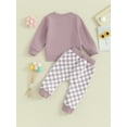 thumbnail image 4 of vera natura Baby Pants Set, Long Sleeve Sweatshirt with Plaid Sweatpants 2-piece Outfit for Girls Boys, 4 of 9