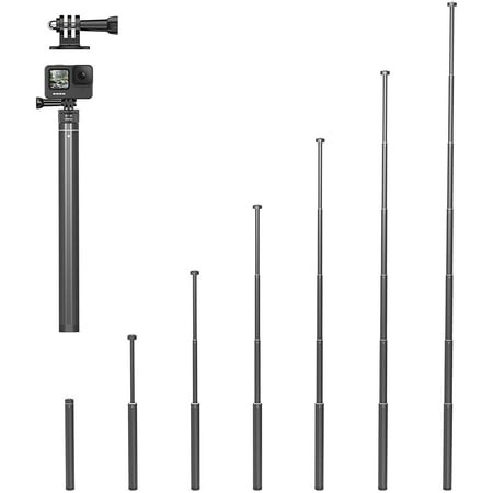 Ulanzi 63inch Extendable Pole for GoPro 10 9 8 7, Insta 360 One X2 X Insta360 One R EVO Action Cameras, Smartphone Gimbal Extension Rod Stick for Insta 360 One R Sports Cam, Black Selfie Stick