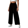 thumbnail image 6 of Women's Solid Color Loose Casual Long Pants With Pockets And Elastic Waist, 6 of 6